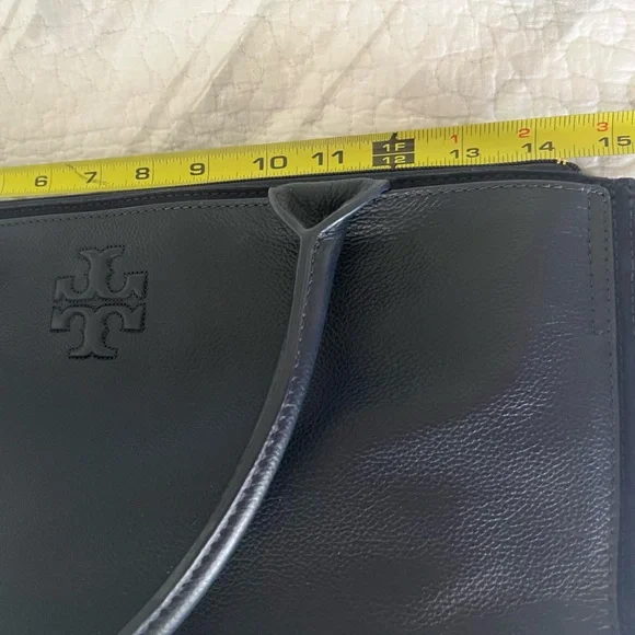 Tory Burch EllaBlue Leather & Canvas Tote Large Laptop Work Bag, Like new.
